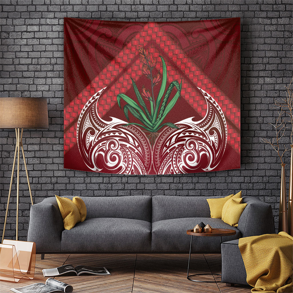 Rongoa Maori New Zealand Harakeke Tapestry NZ Weaving Pattern Red LT14 Red - Polynesian Pride