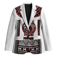 Fiji Rewa Rugby Custom Blazer Go Champions Fijian Tapa Pattern LT14 Unisex White - Polynesian Pride