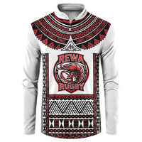 Fiji Rewa Rugby Custom Button Sweatshirt Go Champions Fijian Tapa Pattern LT14 White - Polynesian Pride