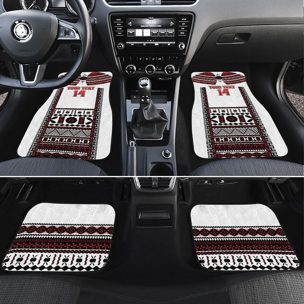 Fiji Rewa Rugby Custom Car Mats Go Champions Fijian Tapa Pattern LT14 Set 4pcs White - Polynesian Pride