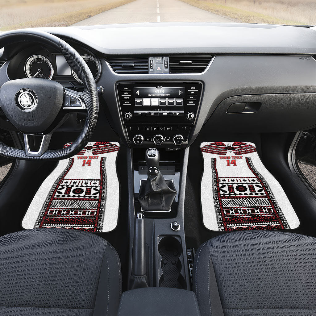 Fiji Rewa Rugby Custom Car Mats Go Champions Fijian Tapa Pattern LT14 Set 2pcs - Front White - Polynesian Pride