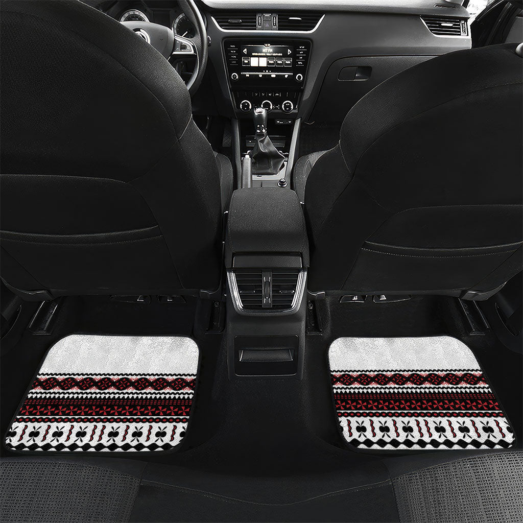 Fiji Rewa Rugby Custom Car Mats Go Champions Fijian Tapa Pattern LT14 Set 2pcs - Back White - Polynesian Pride