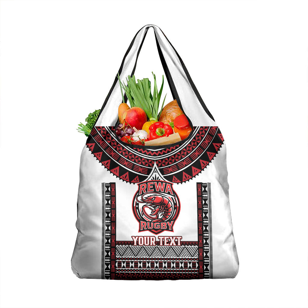 Fiji Rewa Rugby Custom Grocery Bag Go Champions Fijian Tapa Pattern LT14 1-pack One Size White - Polynesian Pride