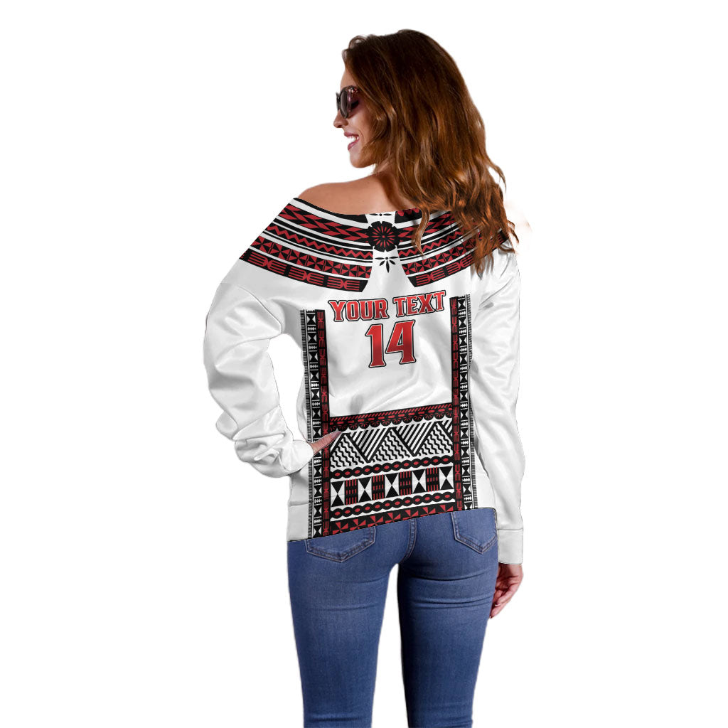 Fiji Rewa Rugby Custom Off Shoulder Sweater Go Champions Fijian Tapa Pattern LT14 - Polynesian Pride