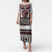 Fiji Rewa Rugby Custom Puletasi Go Champions Fijian Tapa Pattern LT14 Long Dress White - Polynesian Pride