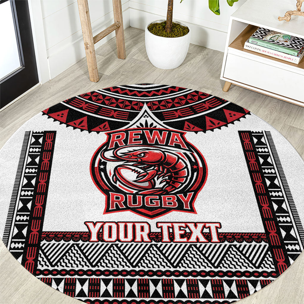 Fiji Rewa Rugby Custom Round Carpet Go Champions Fijian Tapa Pattern LT14 White - Polynesian Pride