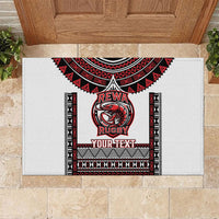 Fiji Rewa Rugby Custom Rubber Doormat Go Champions Fijian Tapa Pattern LT14 White - Polynesian Pride