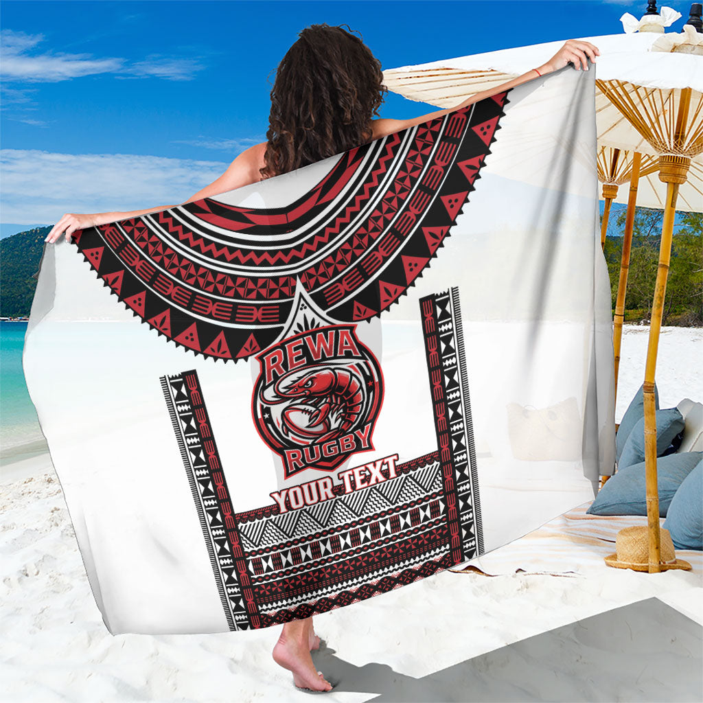 Fiji Rewa Rugby Custom Sarong Go Champions Fijian Tapa Pattern LT14 One Size 44 x 66 inches White - Polynesian Pride