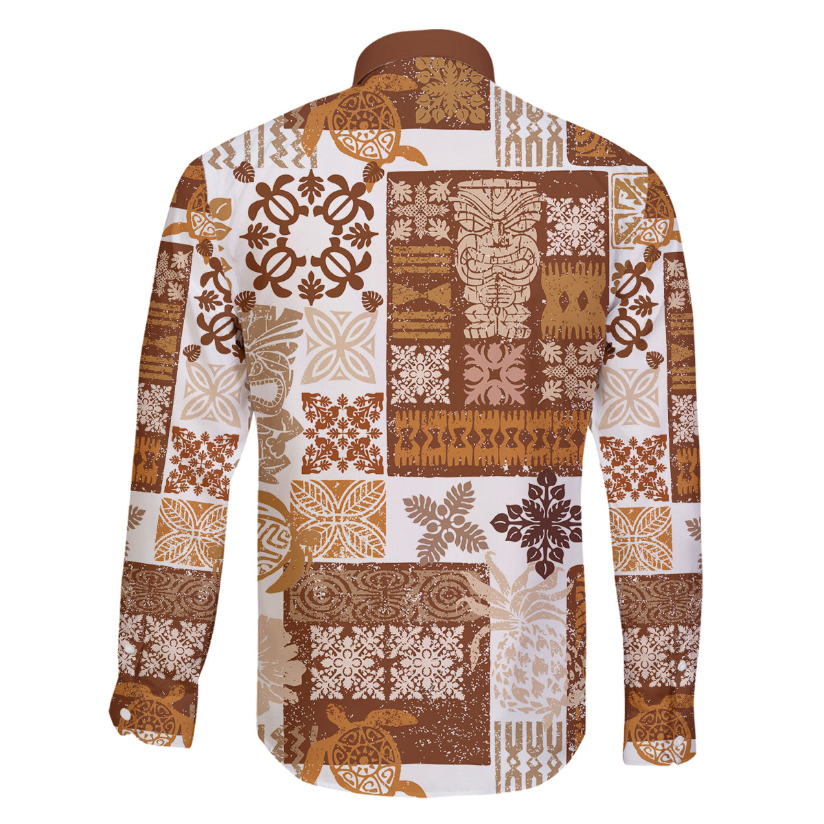 Hawaiian Quilt Family Matching Mermaid Dress and Hawaiian Shirt Tiki Tropical Retro Brown Version LT14 - Polynesian Pride