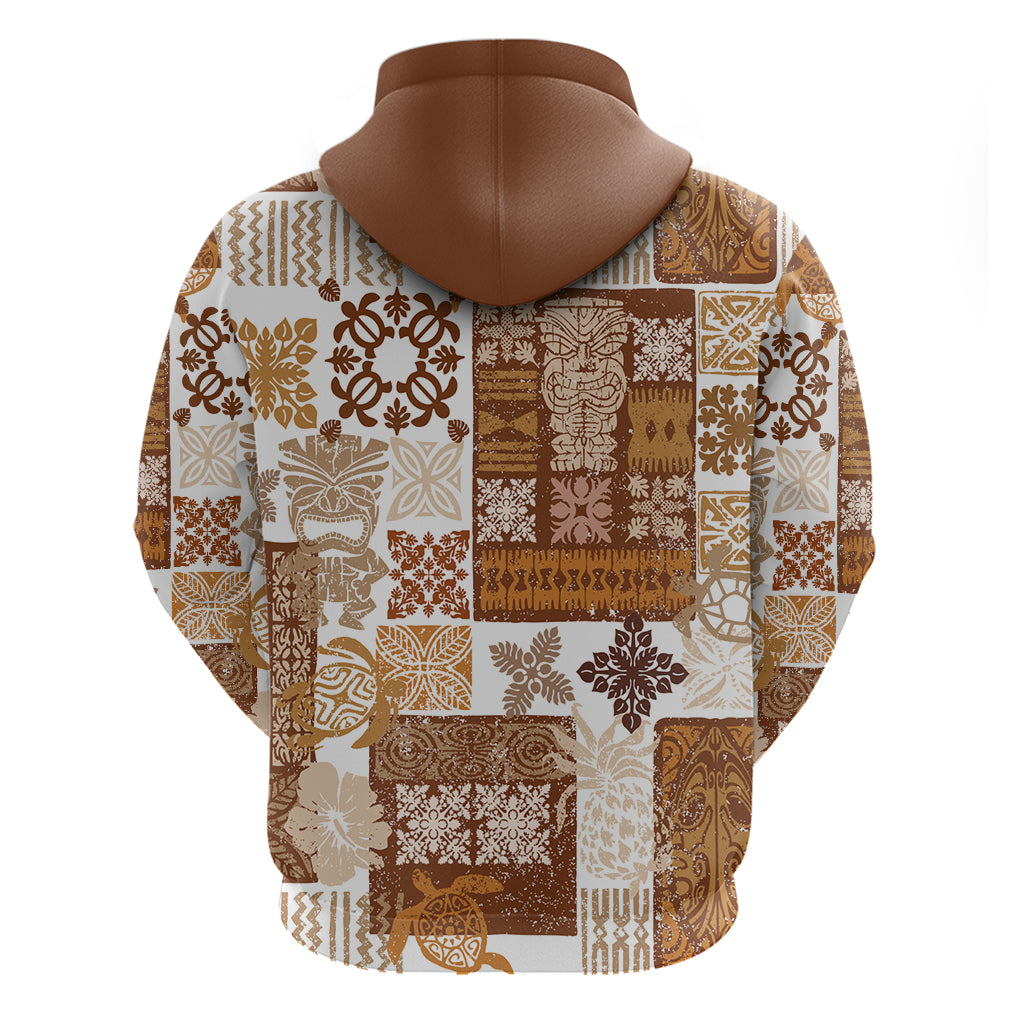 Hawaiian Quilt Hoodie Tiki Tropical Retro Brown Version LT14 - Polynesian Pride