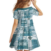 Hawaiian Quilt Family Matching Summer Maxi Dress and Hawaiian Shirt Tiki Tropical Retro Dark Cyan Version LT14 - Polynesian Pride