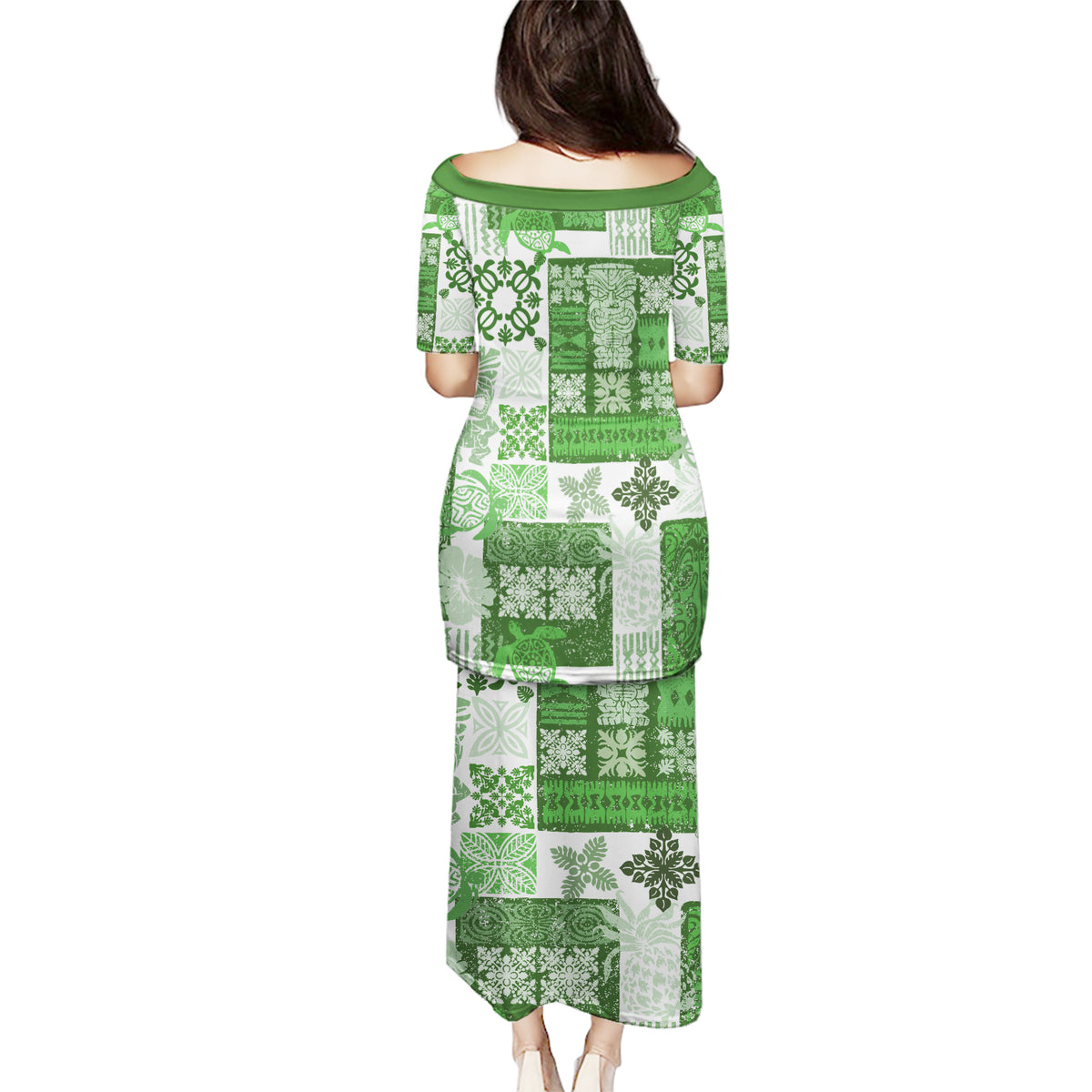 Hawaiian Quilt Puletasi Tiki Tropical Retro Green Version LT14 - Polynesian Pride