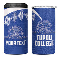 Personalised Tonga Tupou College Toloa 4 in 1 Can Cooler Tumbler 160 Years Anniversary Tongan Ngatu Pattern LT14 One Size: 16 oz Blue - Polynesian Pride