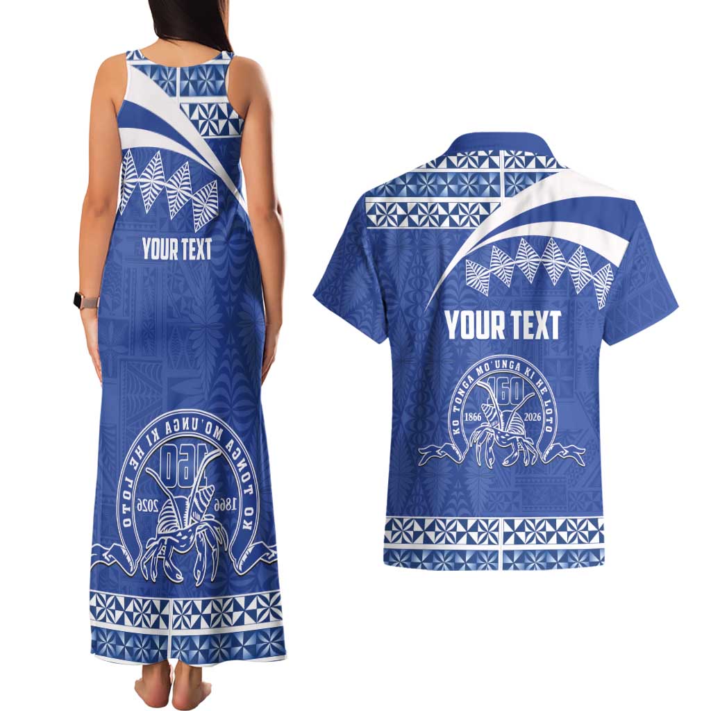 Personalised Tonga Tupou College Toloa Couples Matching Tank Maxi Dress and Hawaiian Shirt 160 Years Anniversary Tongan Ngatu Pattern LT14 - Polynesian Pride