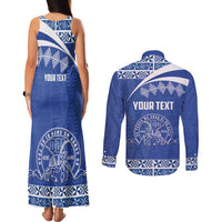 Personalised Tonga Tupou College Toloa Couples Matching Tank Maxi Dress and Long Sleeve Button Shirt 160 Years Anniversary Tongan Ngatu Pattern LT14 - Polynesian Pride