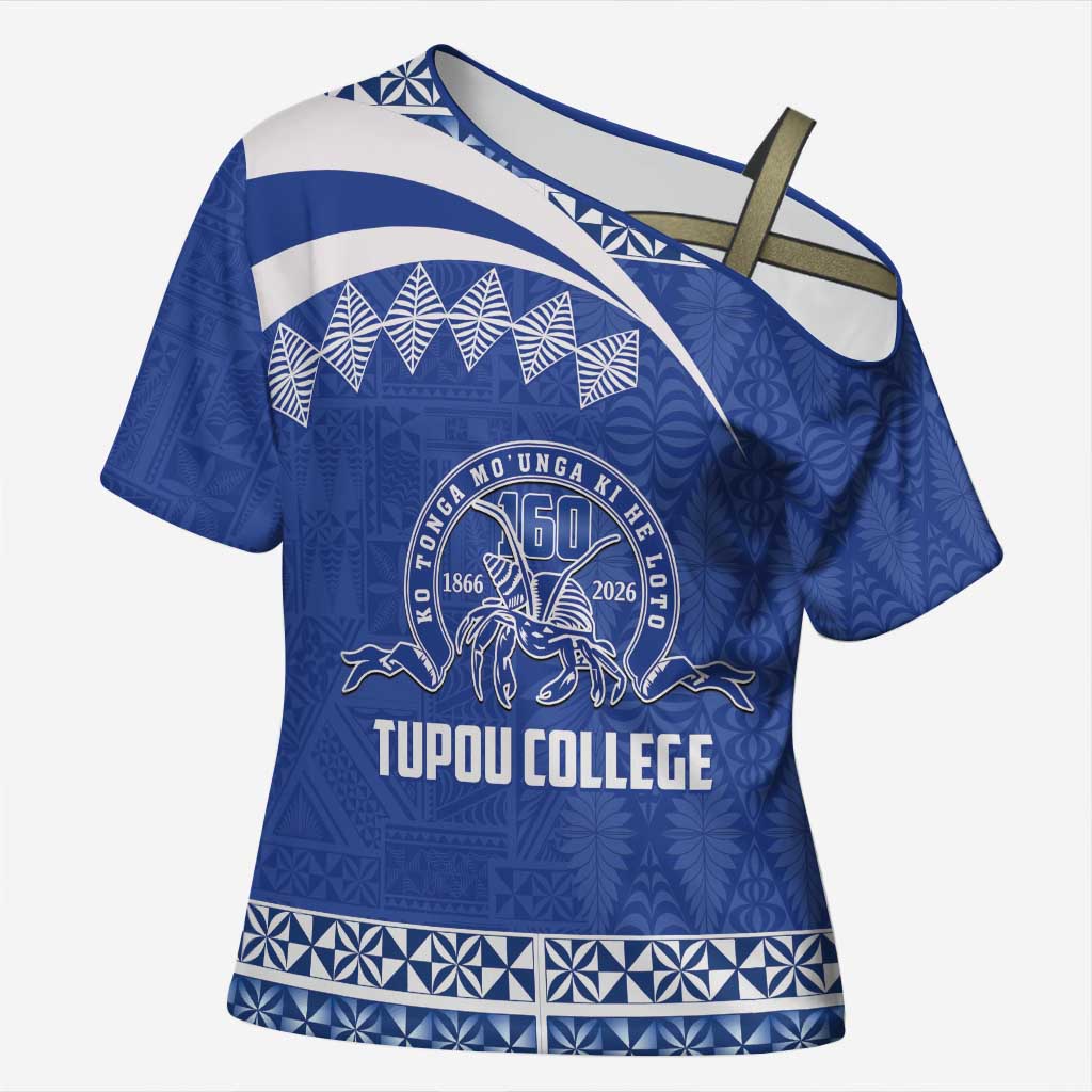 Personalised Tonga Tupou College Toloa Cross Shoulder Shirt 160 Years Anniversary Tongan Ngatu Pattern