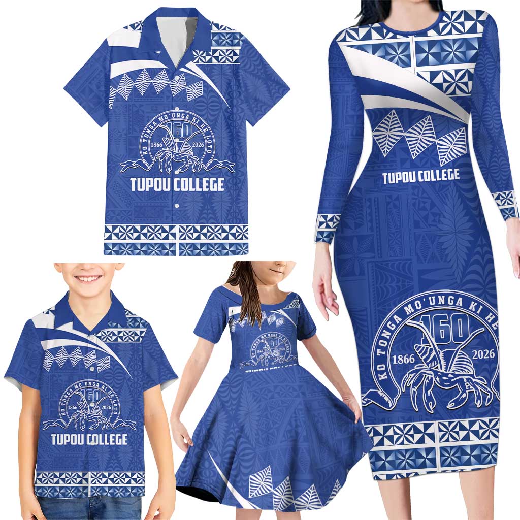 Personalised Tonga Tupou College Toloa Family Matching Long Sleeve Bodycon Dress and Hawaiian Shirt 160 Years Anniversary Tongan Ngatu Pattern LT14 - Polynesian Pride