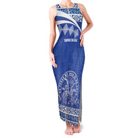 Personalised Tonga Tupou College Toloa Family Matching Tank Maxi Dress and Hawaiian Shirt 160 Years Anniversary Tongan Ngatu Pattern LT14 Mom's Dress Blue - Polynesian Pride