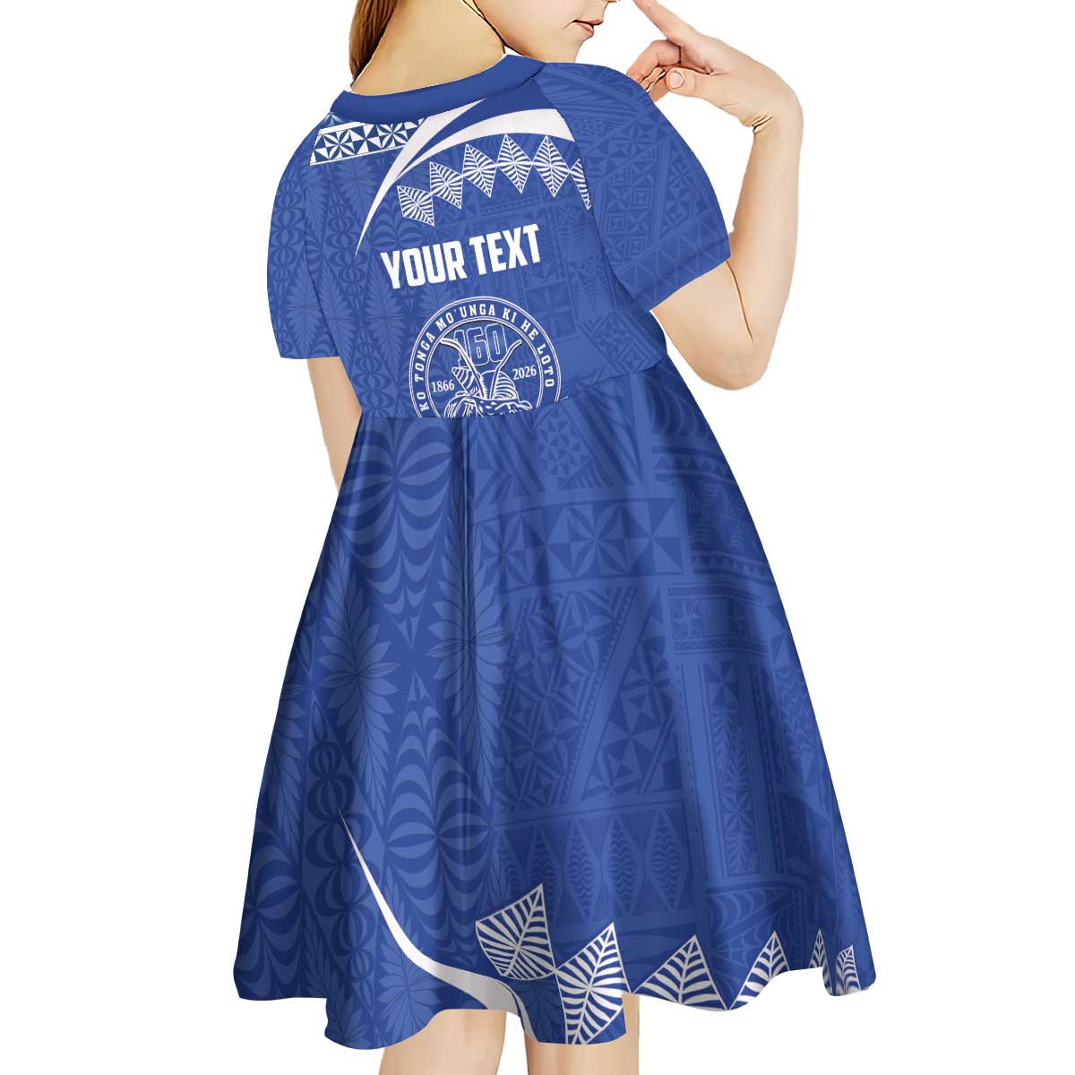 Personalised Tonga Tupou College Toloa Kid Short Sleeve Dress 160 Years Anniversary Tongan Ngatu Pattern LT14 - Polynesian Pride