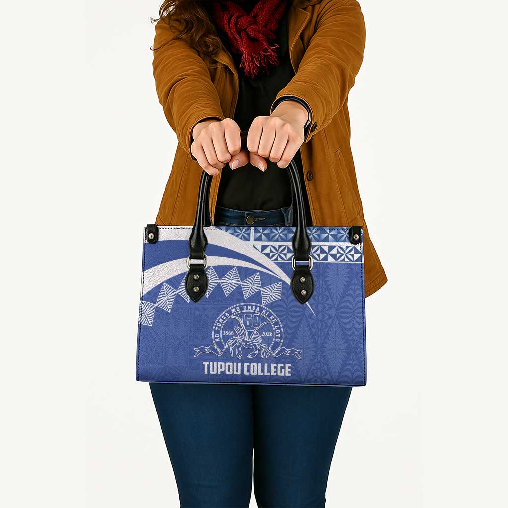 Tonga Tupou College Toloa Leather Bag 160 Years Anniversary Tongan Ngatu Pattern LT14 - Polynesian Pride