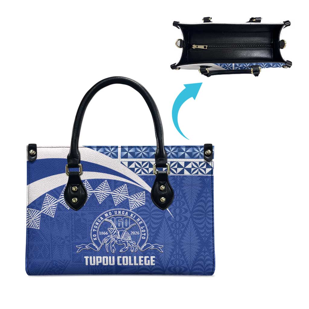 Tonga Tupou College Toloa Leather Bag 160 Years Anniversary Tongan Ngatu Pattern LT14 - Polynesian Pride