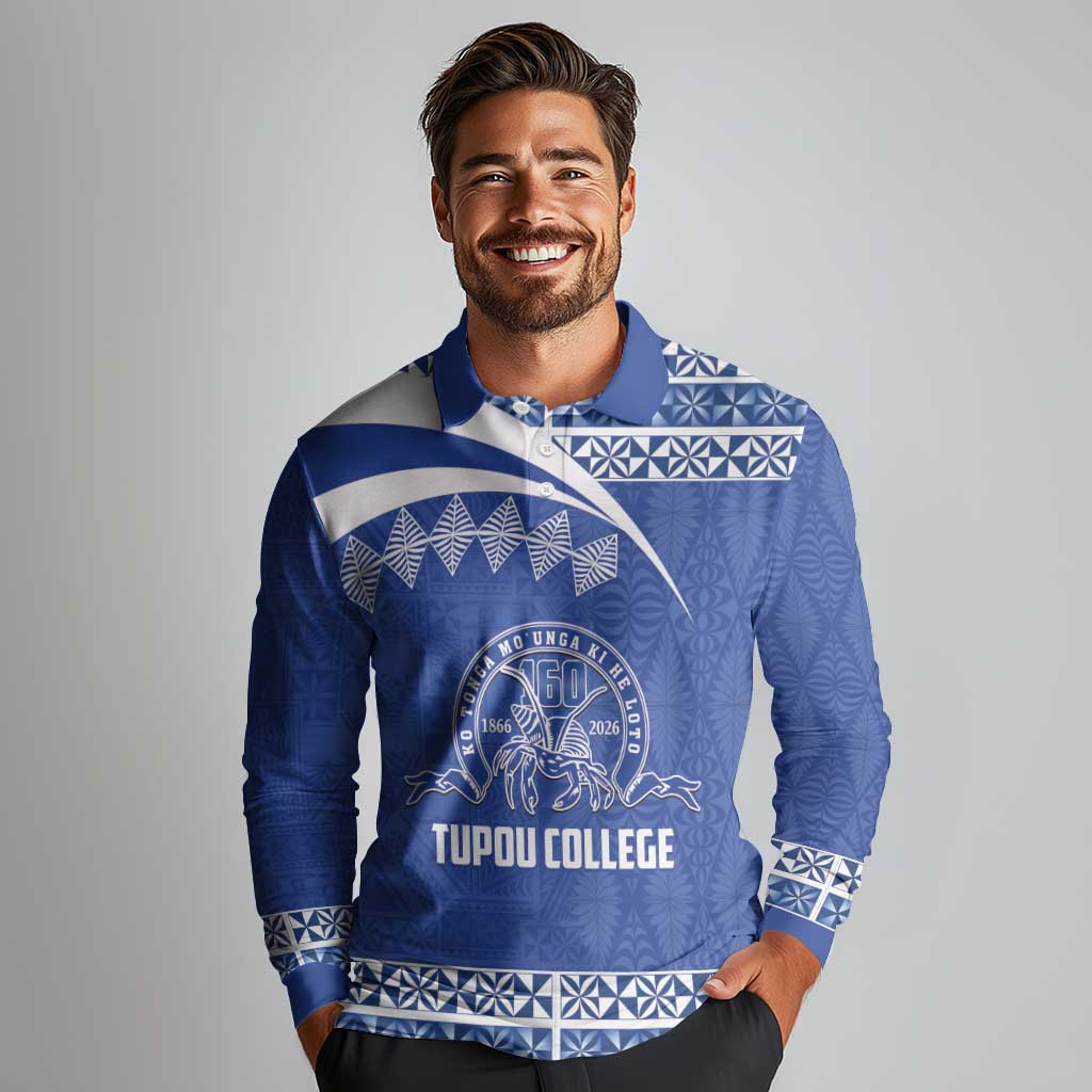 Personalised Tonga Tupou College Toloa Long Sleeve Polo Shirt 160 Years Anniversary Tongan Ngatu Pattern LT14 - Polynesian Pride