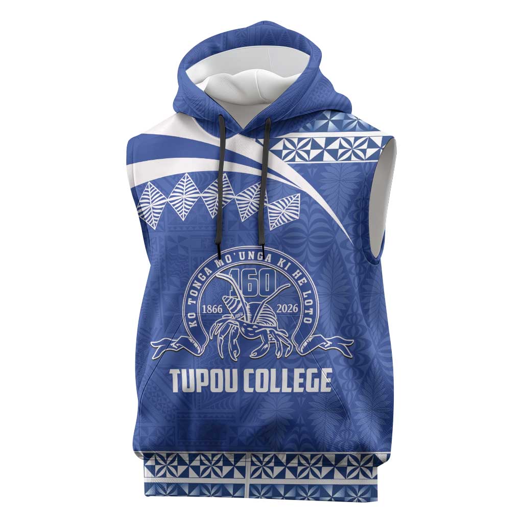 Personalised Tonga Tupou College Toloa Sleeveless Hoodie 160 Years Anniversary Tongan Ngatu Pattern