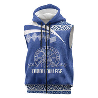 Personalised Tonga Tupou College Toloa Sleeveless Zip Hoodie 160 Years Anniversary Tongan Ngatu Pattern LT14 Blue - Polynesian Pride