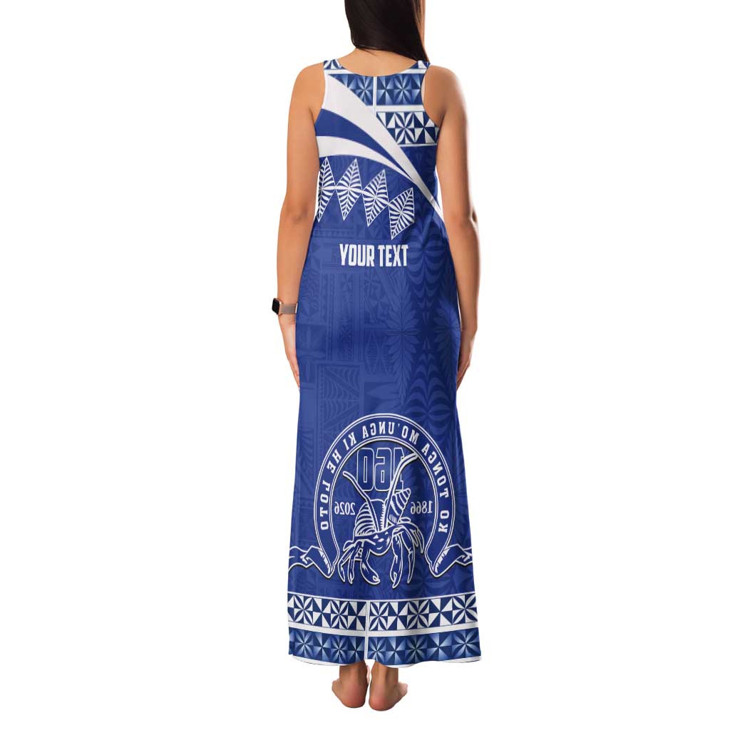 Personalised Tonga Tupou College Toloa Tank Maxi Dress 160 Years Anniversary Tongan Ngatu Pattern