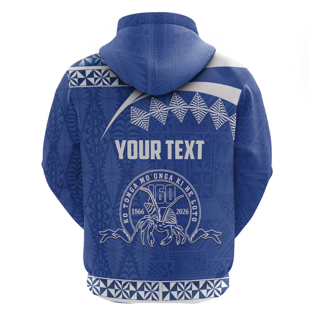 Personalised Tonga Tupou College Toloa Zip Hoodie 160 Years Anniversary Tongan Ngatu Pattern