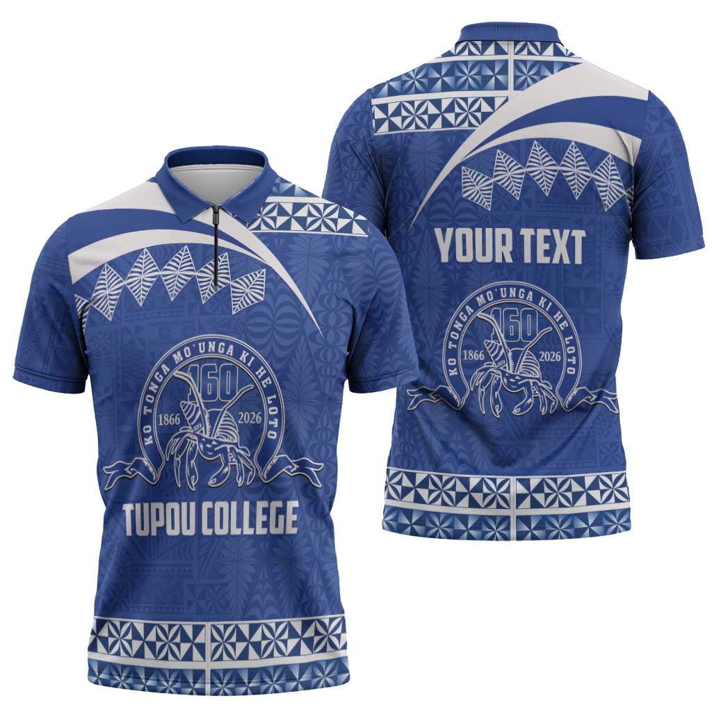Personalised Tonga Tupou College Toloa Zipper Polo Shirt 160 Years Anniversary Tongan Ngatu Pattern LT14 - Polynesian Pride