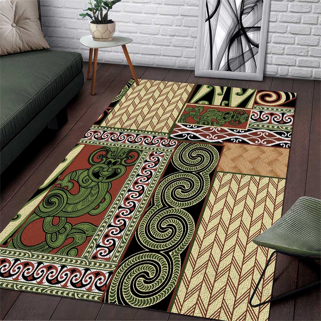 Beige Aotearoa Kowhaiwhai Pattern Area Rug NZ Maori Quilt Style LT14 Beige - Polynesian Pride