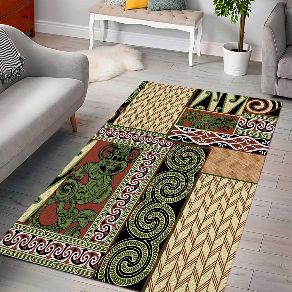 Beige Aotearoa Kowhaiwhai Pattern Area Rug NZ Maori Quilt Style LT14 - Polynesian Pride
