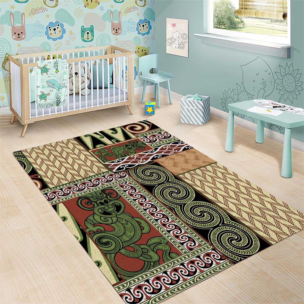 Beige Aotearoa Kowhaiwhai Pattern Area Rug NZ Maori Quilt Style LT14 - Polynesian Pride