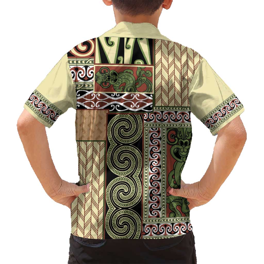 Beige Aotearoa Kowhaiwhai Pattern Family Matching Puletasi and Hawaiian Shirt NZ Maori Quilt Style LT14 - Polynesian Pride
