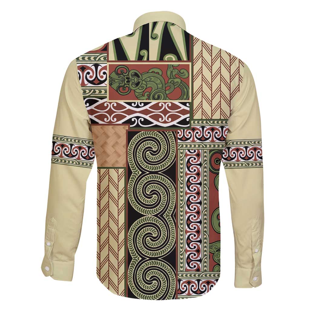 Beige Aotearoa Kowhaiwhai Pattern Family Matching Summer Maxi Dress and Hawaiian Shirt NZ Maori Quilt Style LT14 - Polynesian Pride