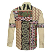Beige Aotearoa Kowhaiwhai Pattern Family Matching Summer Maxi Dress and Hawaiian Shirt NZ Maori Quilt Style LT14 - Polynesian Pride