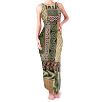Beige Aotearoa Kowhaiwhai Pattern Family Matching Tank Maxi Dress and Hawaiian Shirt NZ Maori Quilt Style LT14 Mom's Dress Beige - Polynesian Pride