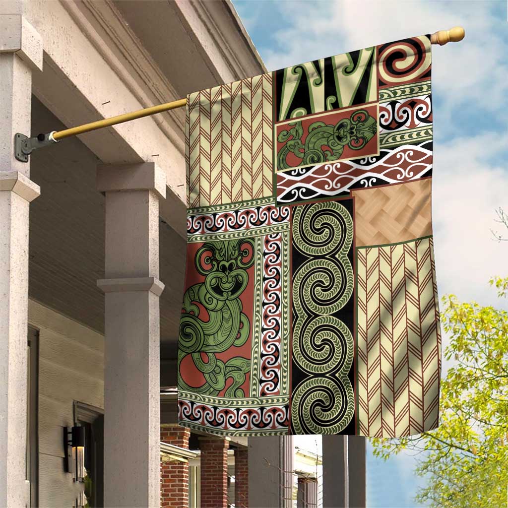Beige Aotearoa Kowhaiwhai Pattern Garden Flag NZ Maori Quilt Style LT14 House Flag Beige - Polynesian Pride