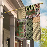 Beige Aotearoa Kowhaiwhai Pattern Garden Flag NZ Maori Quilt Style LT14 House Flag Beige - Polynesian Pride