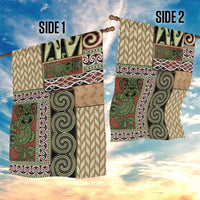 Beige Aotearoa Kowhaiwhai Pattern Garden Flag NZ Maori Quilt Style LT14 - Polynesian Pride
