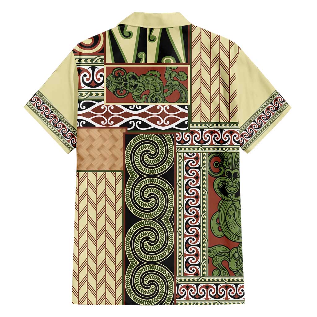 Beige Aotearoa Kowhaiwhai Pattern Hawaiian Shirt NZ Maori Quilt Style