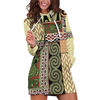 Beige Aotearoa Kowhaiwhai Pattern Hoodie Dress NZ Maori Quilt Style LT14 Beige - Polynesian Pride
