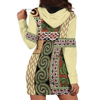 Beige Aotearoa Kowhaiwhai Pattern Hoodie Dress NZ Maori Quilt Style LT14 - Polynesian Pride