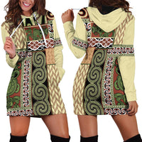 Beige Aotearoa Kowhaiwhai Pattern Hoodie Dress NZ Maori Quilt Style LT14 - Polynesian Pride