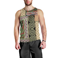 Beige Aotearoa Kowhaiwhai Pattern Men Tank Top NZ Maori Quilt Style LT14 - Polynesian Pride
