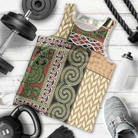 Beige Aotearoa Kowhaiwhai Pattern Men Tank Top NZ Maori Quilt Style LT14 - Polynesian Pride