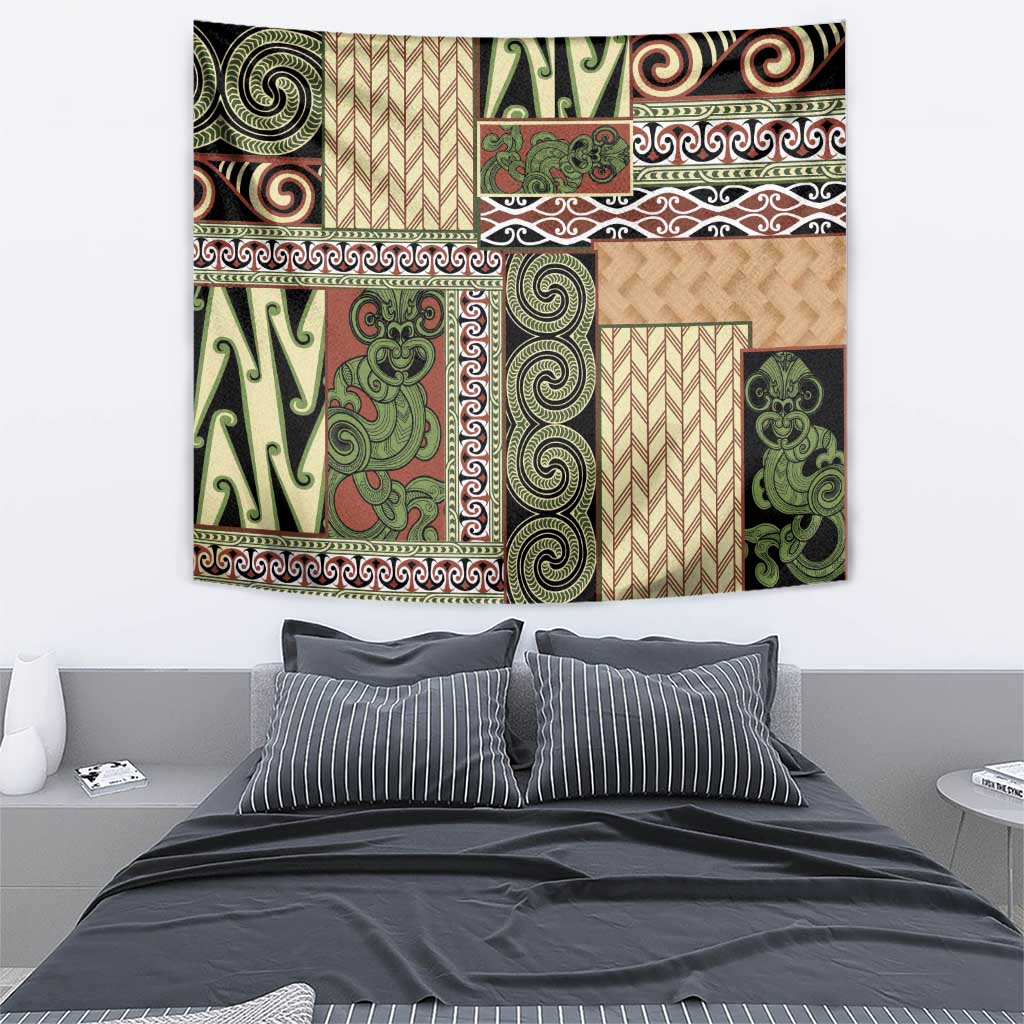 Beige Aotearoa Kowhaiwhai Pattern Tapestry NZ Maori Quilt Style