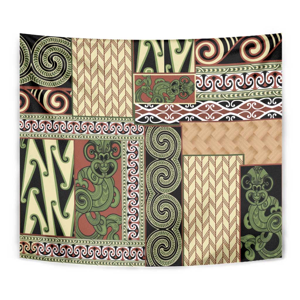 Beige Aotearoa Kowhaiwhai Pattern Tapestry NZ Maori Quilt Style