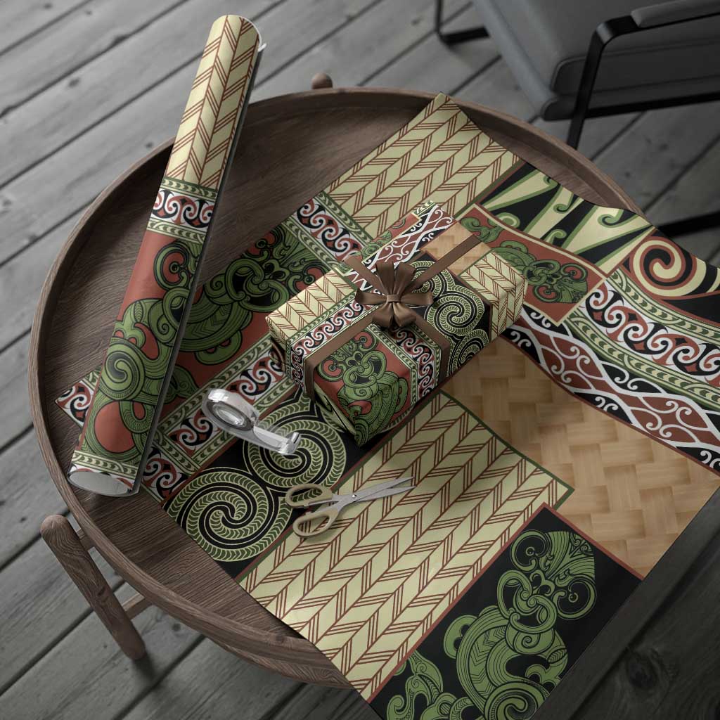 Beige Aotearoa Kowhaiwhai Pattern Wrapping Paper NZ Maori Quilt Style LT14 - Polynesian Pride